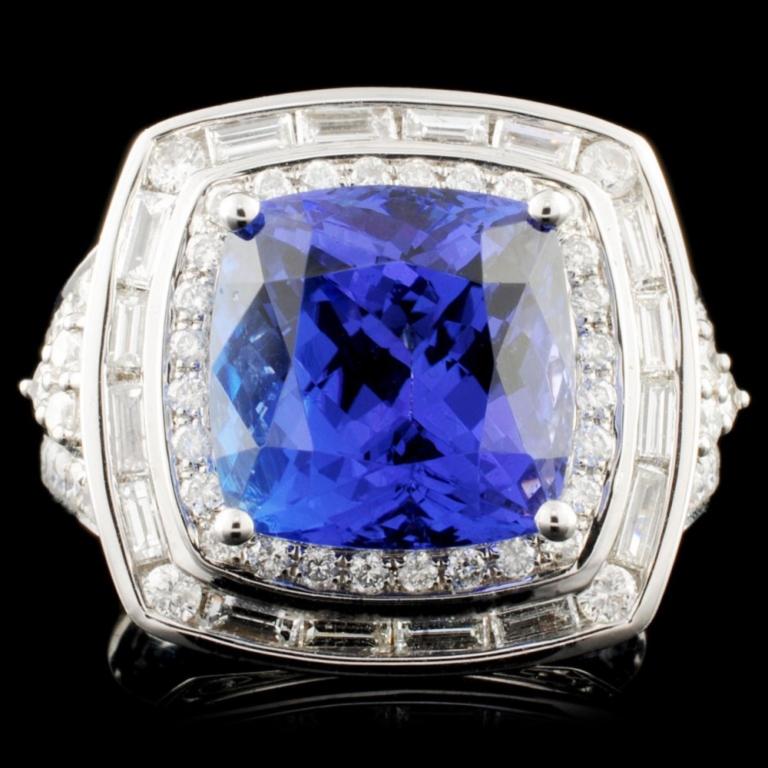 18K Gold 6.20ct Tanzanite & 1.78ctw Diamond Ring