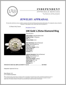 14K Gold 1.25ctw Diamond Ring