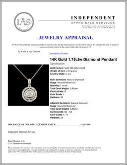 14K Gold 1.75ctw Diamond Pendant