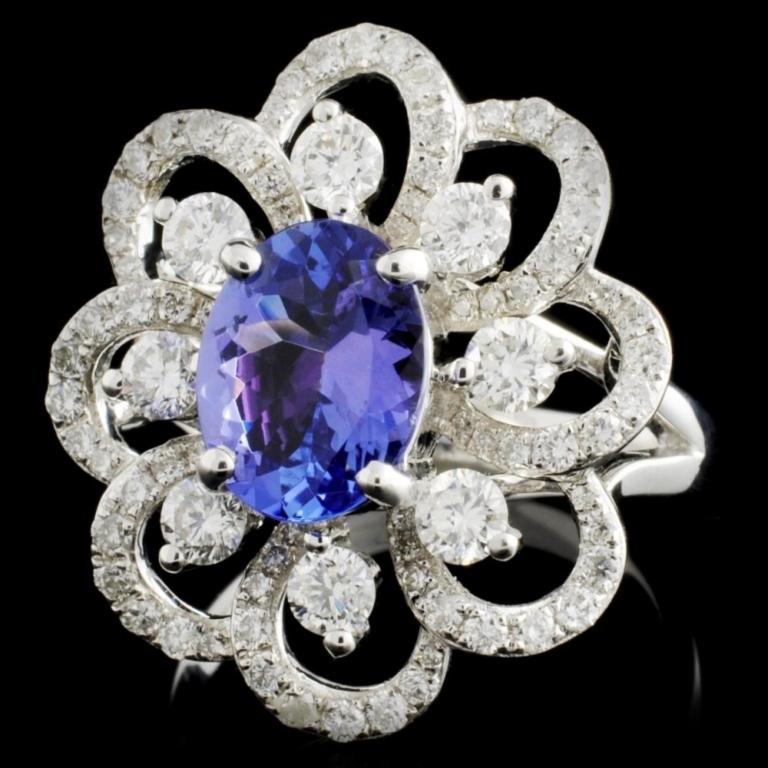 18K White Gold 1.75ct Tanzanite & 1.22ct Diamond R