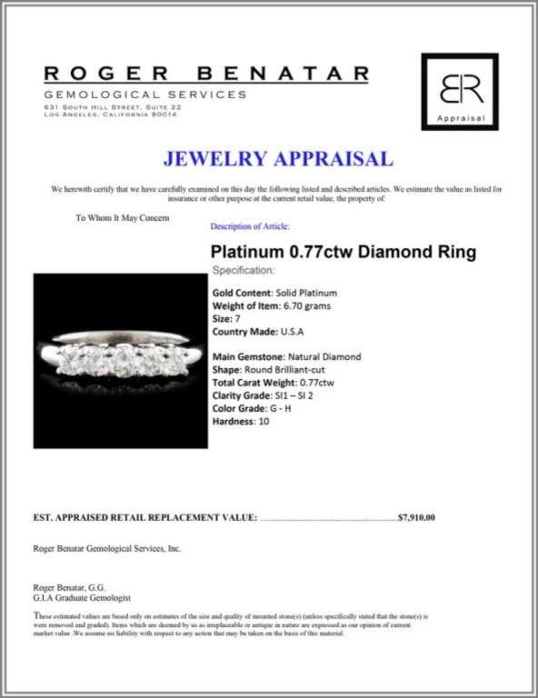 Platinum 0.77ctw Diamond Ring