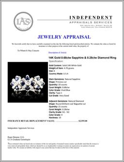 14K Gold 0.68ctw Sapphire & 0.28ctw Diamond Ring