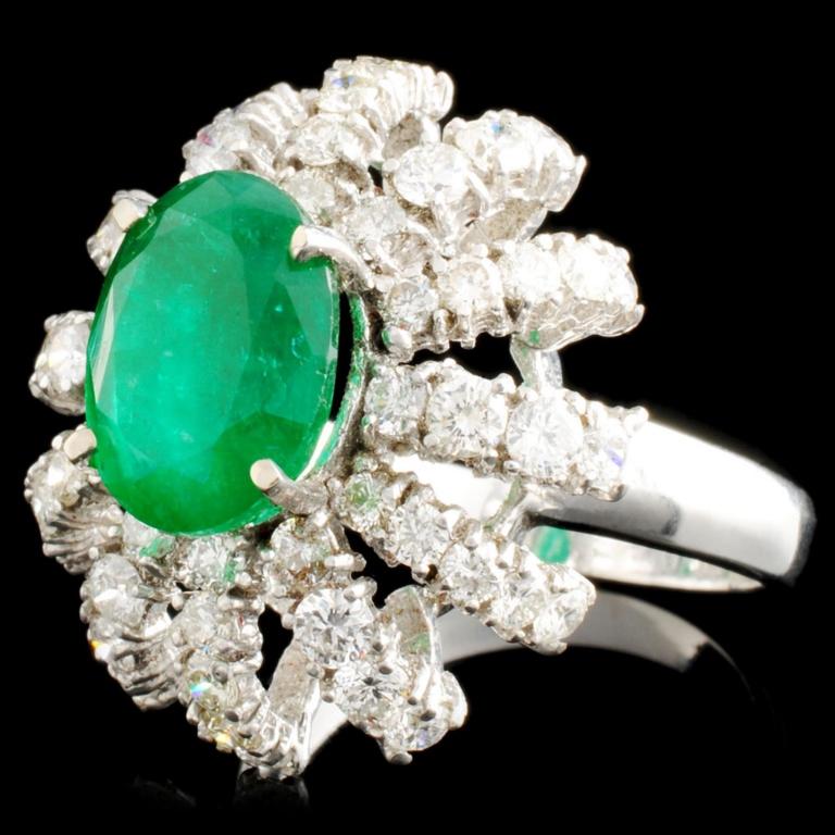 14K Gold 3.18ct Emerald & 1.76ctw Diamond Ring