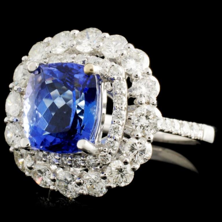 18K Gold 3.53ct Tanzanite 1.74ctw Diamond Ring