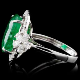 18K White Gold 6.19ct Emerald & 0.82ct Diamond Rin