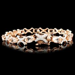 14K Gold 7.80ct Morganite & 1.51ctw Diamond Bracel