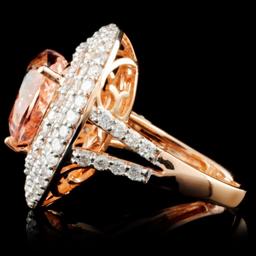 14K Gold 6.34ct Morganite & 2.17ctw Diamond Ring