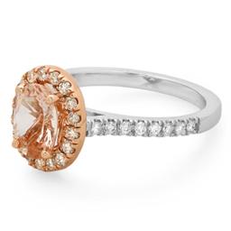 14K Gold 1.50ct Morganite & 0.55ct Diamond Ring