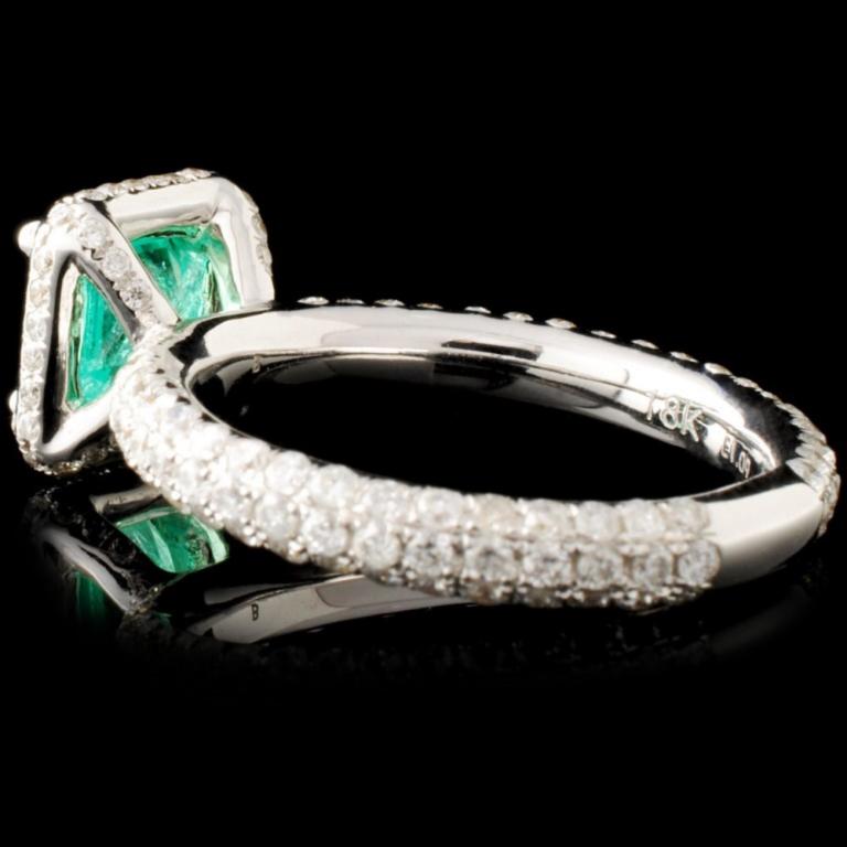 18K Gold 1.09ct Emerald & 1.24ctw Diamond Ring