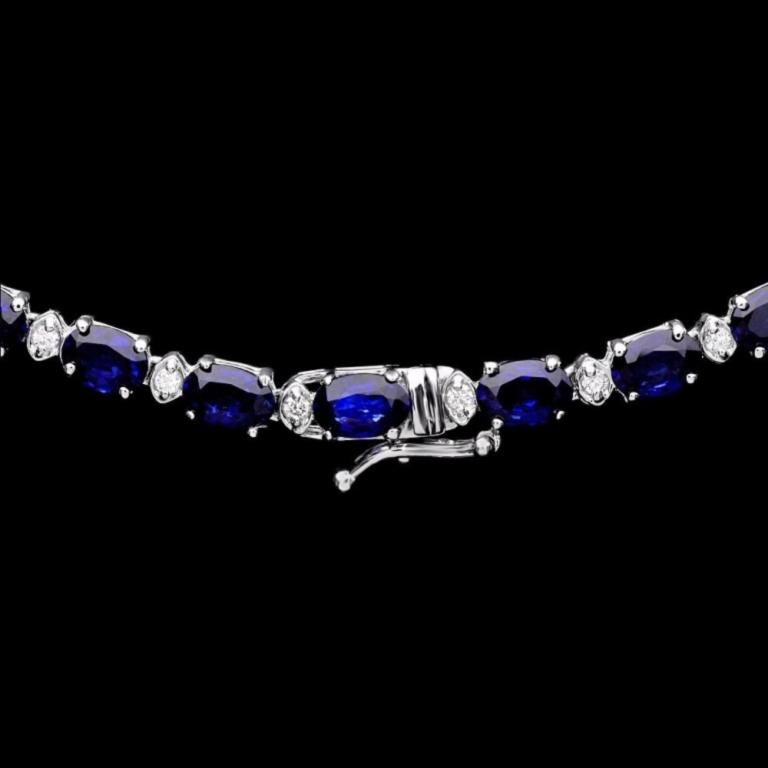 14k Gold 30.00ct Sapphire & 1.00ct Diamond Neckla