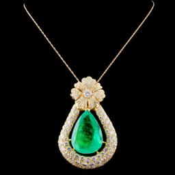 18K Gold 38.07ct Emerald & 15.00ctw Diamond Pendan