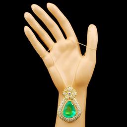 18K Gold 38.07ct Emerald & 15.00ctw Diamond Pendan