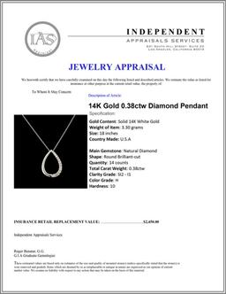 14K Gold 0.38ctw Diamond Pendant