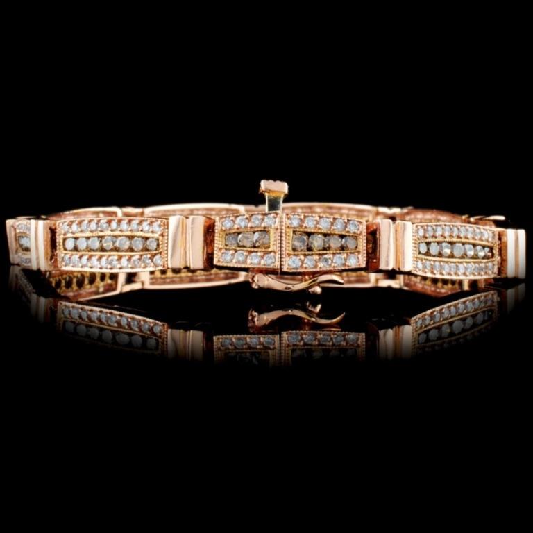 14K Rose Gold 3.96ctw Fancy Color Diamond Bracelet