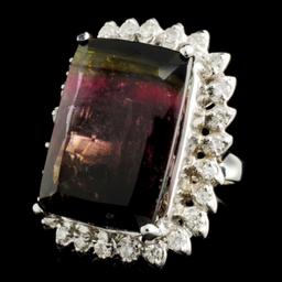 14K Gold 24.06ct Tourmaline & 0.77ctw Diamond Ring