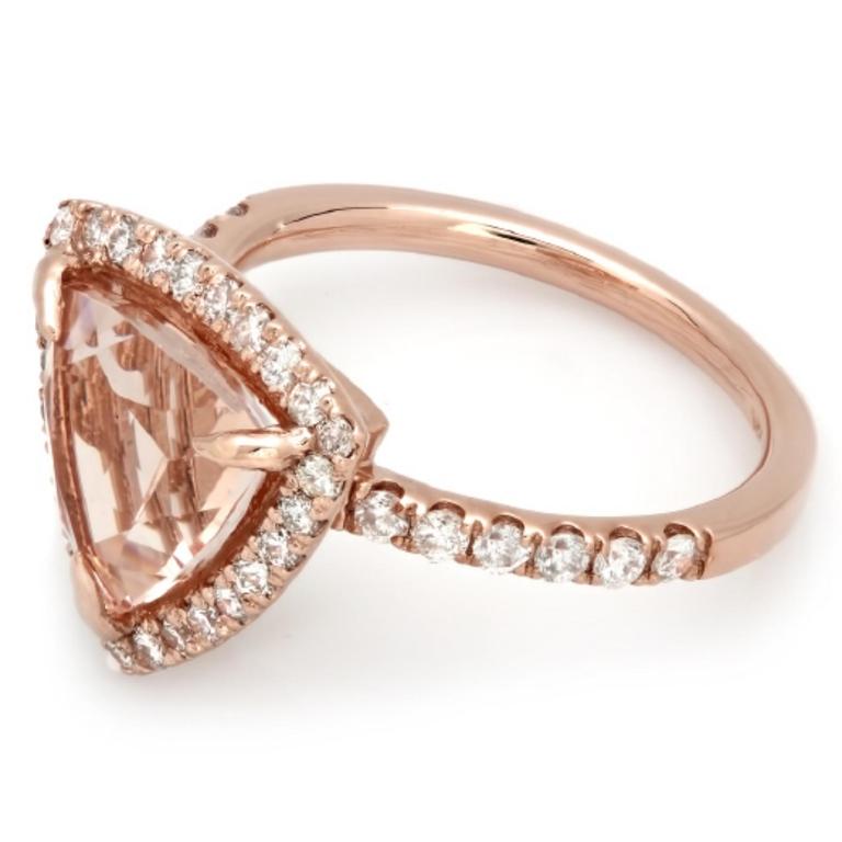 14K Gold 3.00ct Morganite & 0.65ct Diamond Ring