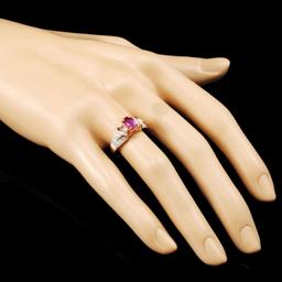 14K Gold 0.98ct Ruby & 0.34ctw Diamond Ring