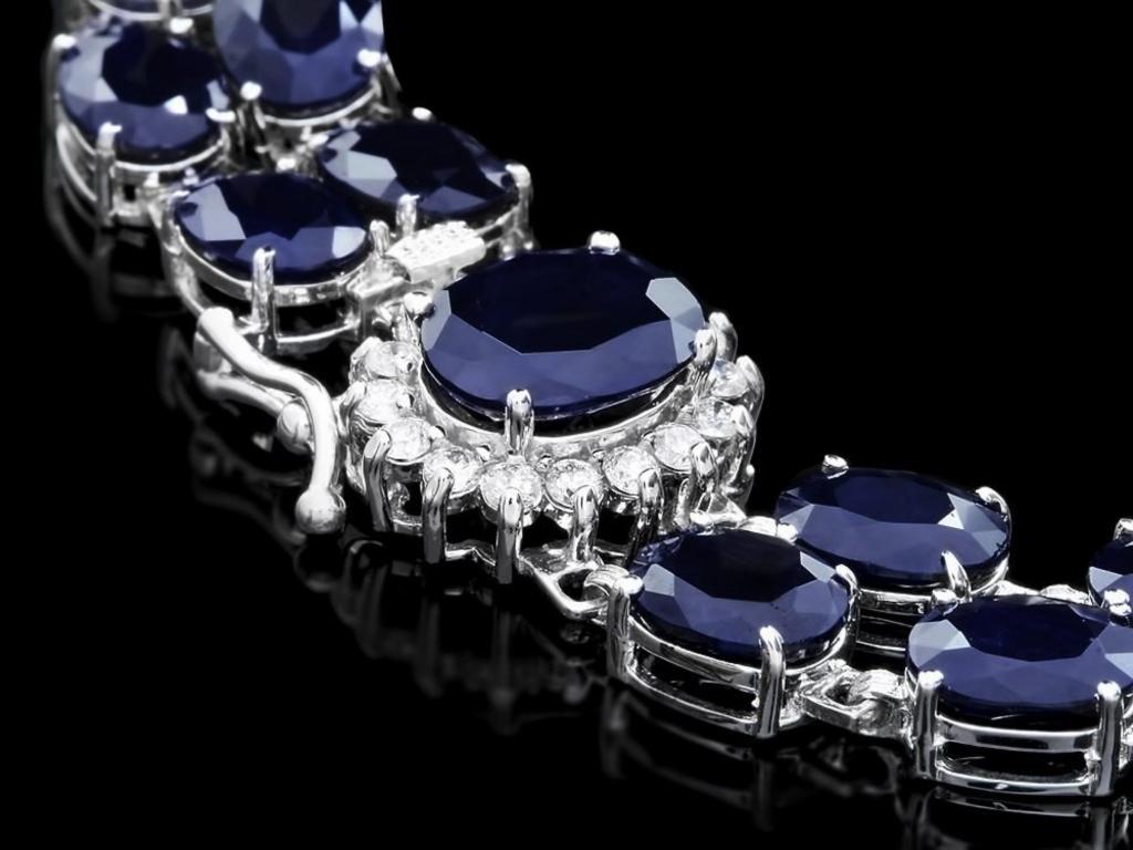 14k Gold 50.00ct Sapphire & 0.55ct Diamond Bracel