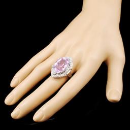 14K Gold 18.34ct Kunzite & 0.88ctw Diamond Ring