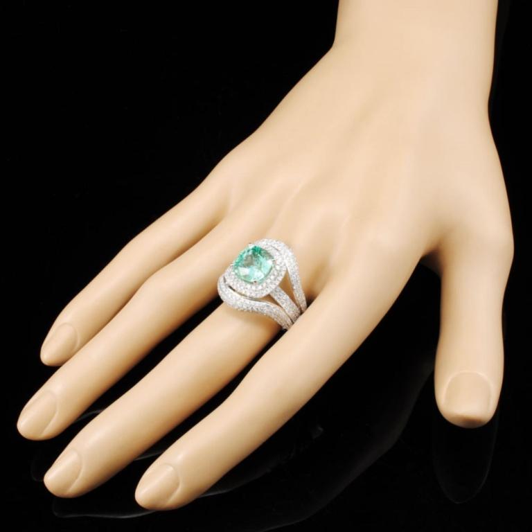 18K Gold 3.87ct Emerald & 2.13ctw Diamond Ring