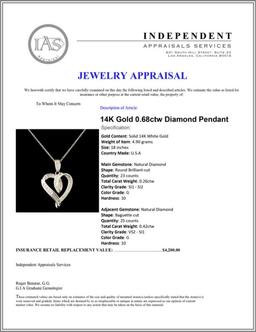 14K Gold 0.68ctw Diamond Pendant