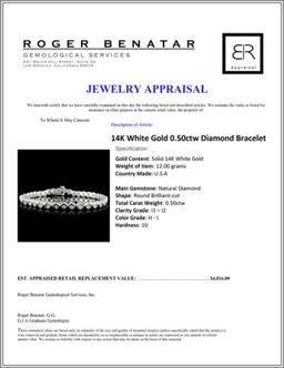 14K White Gold 0.50ctw Diamond Bracelet
