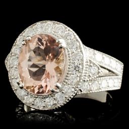 14K Gold 5.00ct Morganite & 1.40ctw Diamond Ring