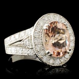14K Gold 5.00ct Morganite & 1.40ctw Diamond Ring