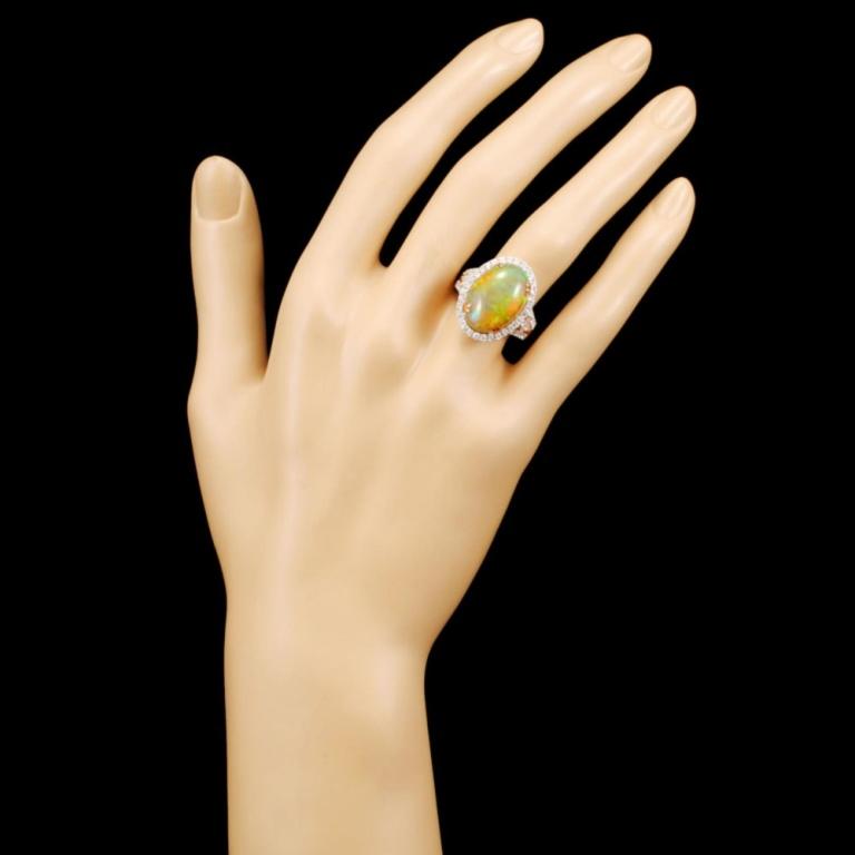 18K Gold 6.25ct Opal & 0.95ctw Diamond Ring