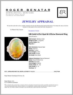 18K Gold 6.25ct Opal & 0.95ctw Diamond Ring