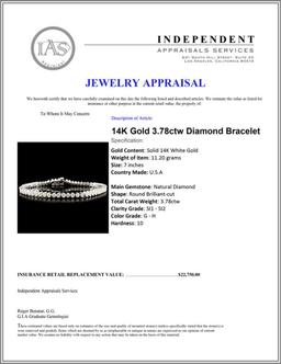 14K Gold 3.78ctw Diamond Bracelet