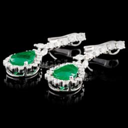 18K Gold 4.41ctw Emerald & 1.66ctw Diamond Earring