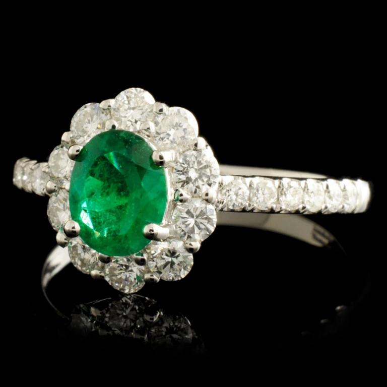 18K Gold 0.55ct Emerald & 0.71ctw Diamond Ring