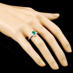 18K Gold 0.55ct Emerald & 0.71ctw Diamond Ring