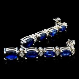 14K Gold 5.00ct Sapphire & 0.35ctw Diamond Earring