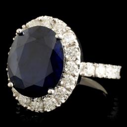 14K Gold 8.00ct Sapphire & 2.00ctw Diamond Ring