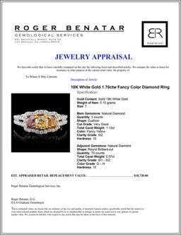 18K White Gold 1.70ctw Fancy Color Diamond Ring