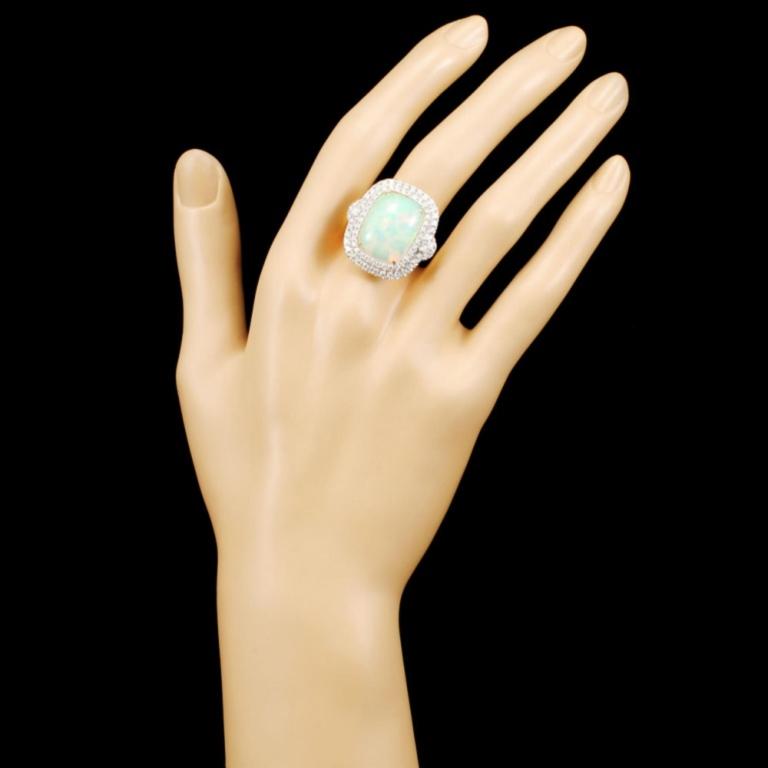 18K Gold 8.34ct Opal & 1.30ctw Diamond Ring