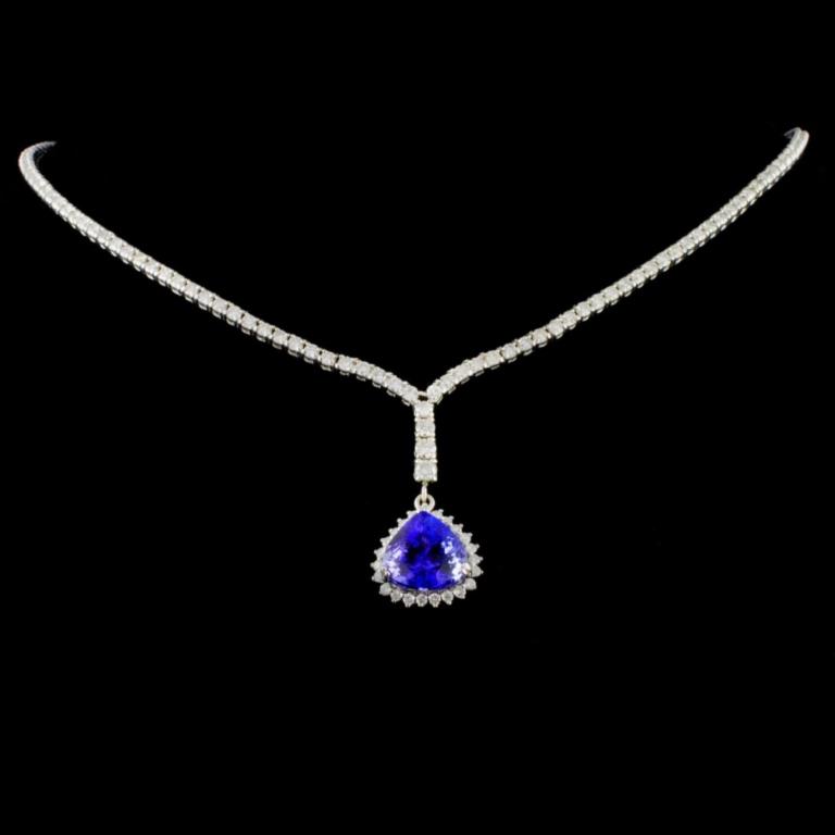 18K White Gold 5.96ct Tanzanite & 3.47ct Diamond N