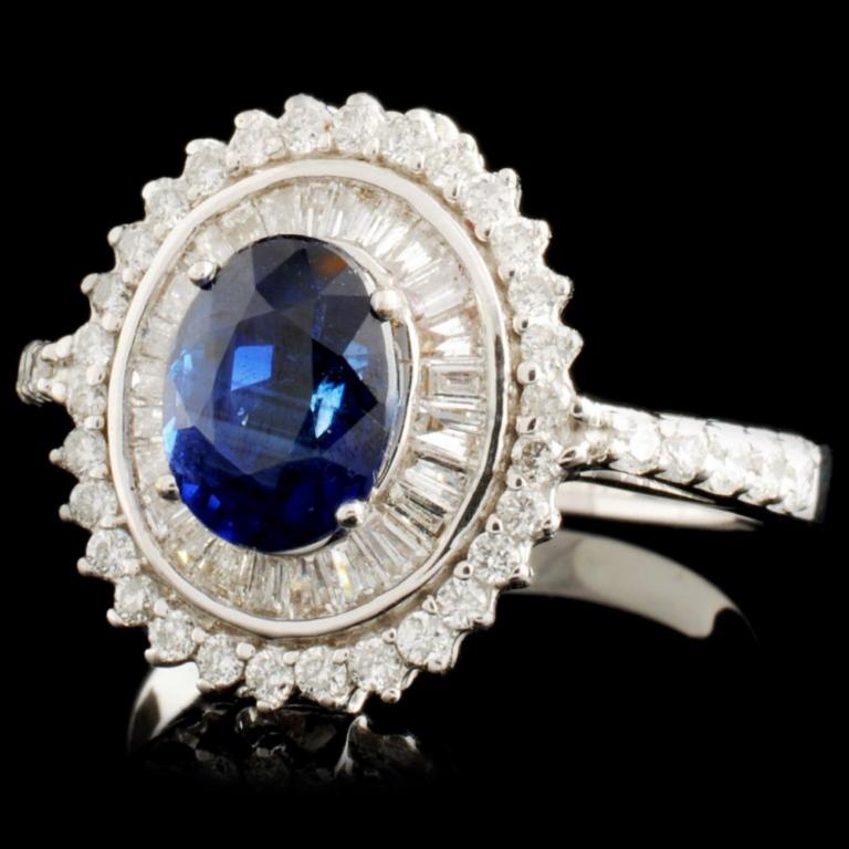 18K Gold 1.97ct Sapphire & 0.78ctw Diamond Ring