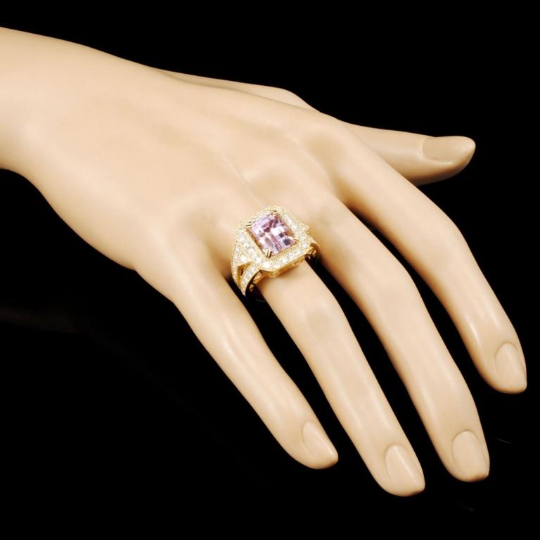 14K Gold 6.80ct Kunzite & 1.72ctw Diamond Ring
