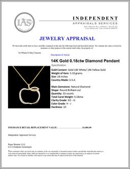 14K Gold 0.18ctw Diamond Pendant