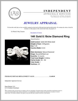 14K Gold 0.19ctw Diamond Ring