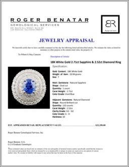 18K White Gold 2.71ct Sapphire & 2.52ct Diamond Ri