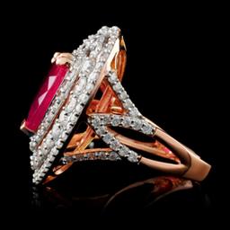 18K Rose Gold 7.17ct Ruby & 2.93ctw Diamond Ring