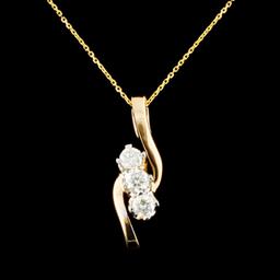 14K Gold 0.52ctw Diamond Pendant