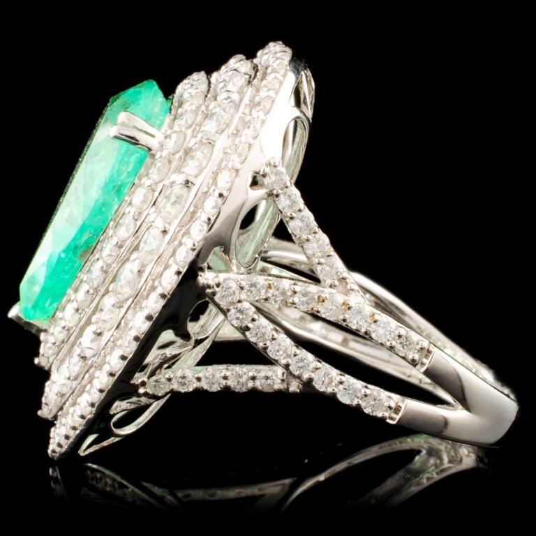 18K Gold 8.01ct Emerald & 2.85ctw Diamond Ring