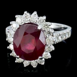 14K Gold 5.00ct Ruby & 1.25ctw Diamond Ring