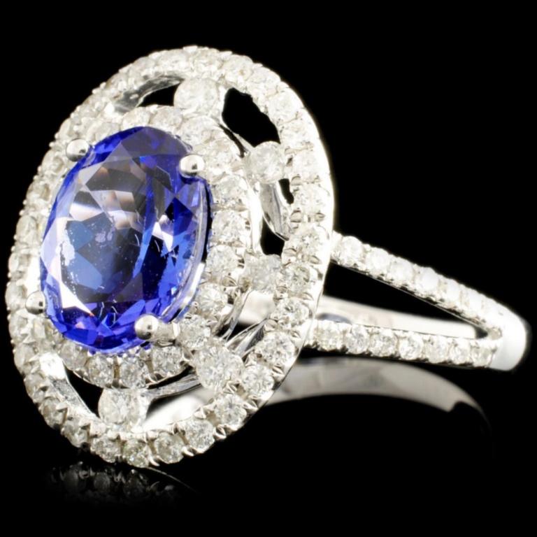 14K Gold 1.88ct Tanzanite & 0.75ctw Diamond Ring