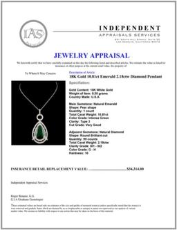 18K Gold 10.81ct Emerald 2.18ctw Diamond Pendant